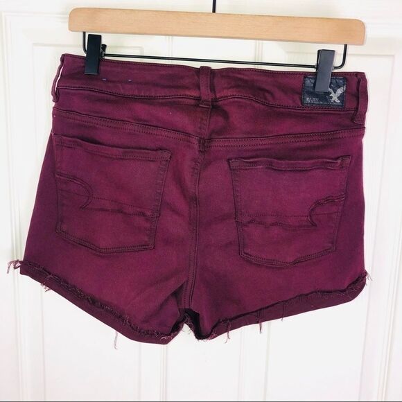 American Eagle hi-rise shortie burgundy shorts 10 - Picture 2 of 7